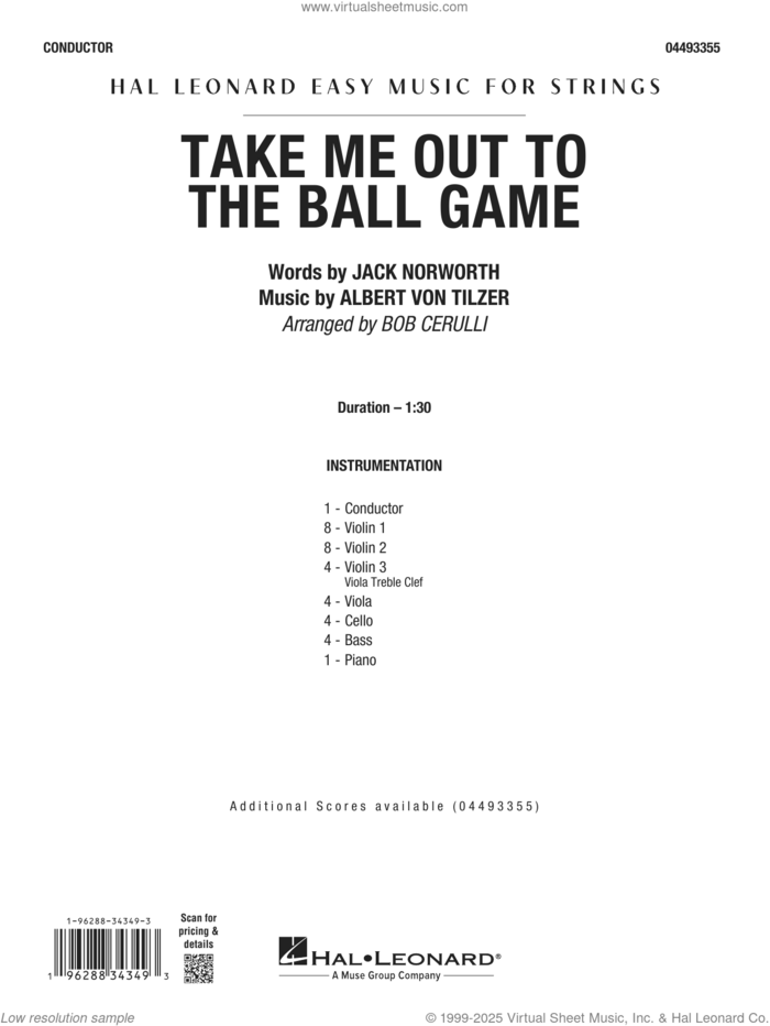 Take Me Out To The Ball Game (COMPLETE) sheet music for orchestra by Bob Cerulli, intermediate skill level