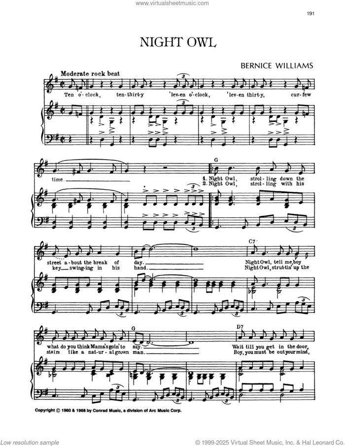 Night Owl sheet music for voice, piano or guitar by James Taylor, intermediate skill level