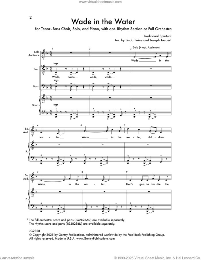 Wade In The Water (arr. Linda Twine and Joseph Joubert) sheet music for choir (TTBB: tenor, bass) , Joseph Joubert and Linda Twine, intermediate skill level