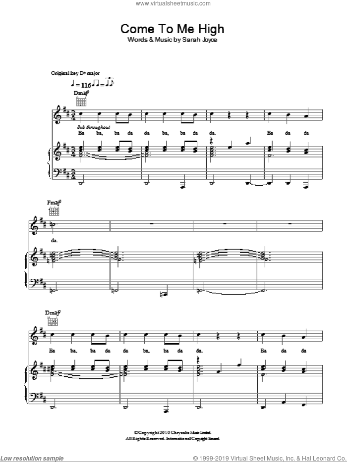 Come To Me High sheet music for voice, piano or guitar by Rumer and Sarah Joyce, intermediate skill level