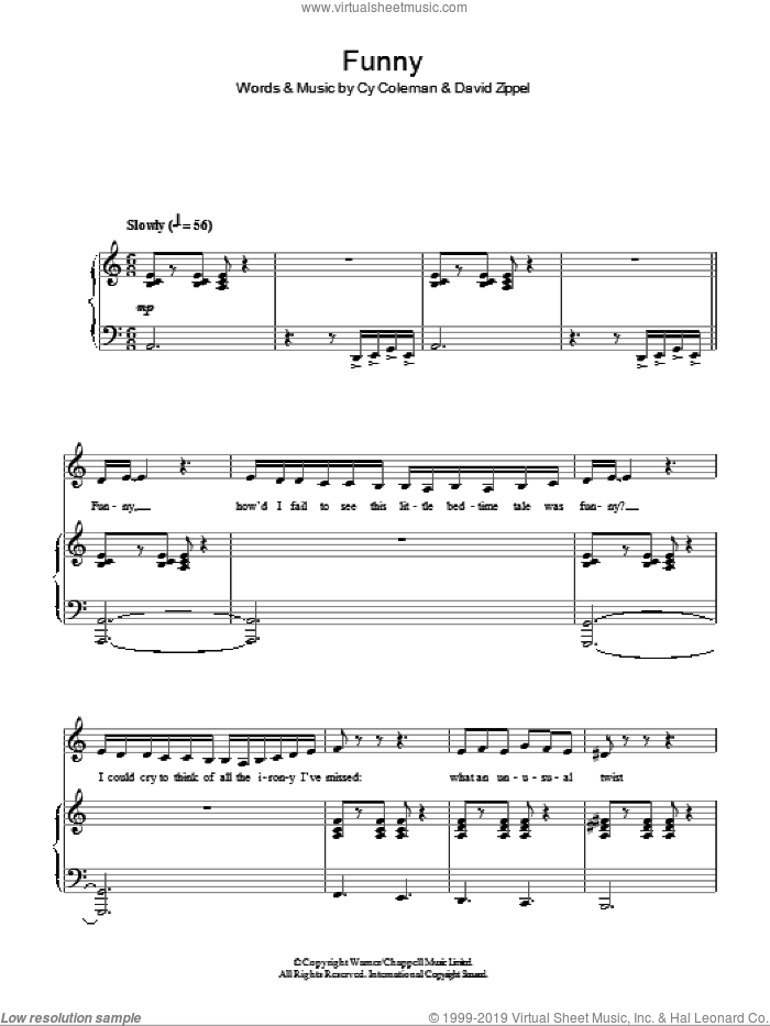 Funny sheet music for piano solo by Cy Coleman, City Of Angels (Musical) and David Zippel, easy skill level