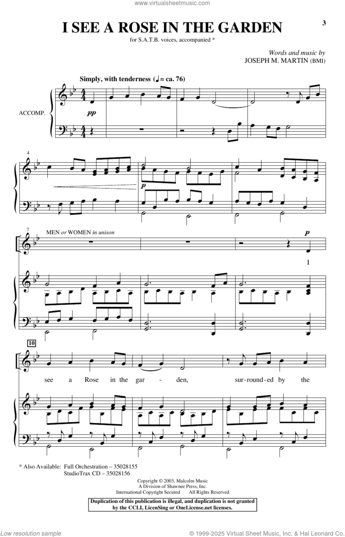 I See A Rose In The Graden sheet music for choir (SATB: soprano, alto, tenor, bass) by Joseph M. Martin, intermediate skill level