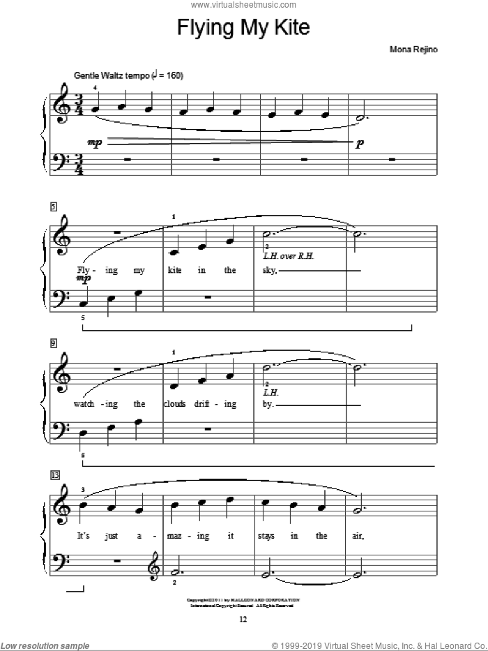 Flying My Kite sheet music for piano solo (elementary) by Mona Rejino and Miscellaneous, beginner piano (elementary)