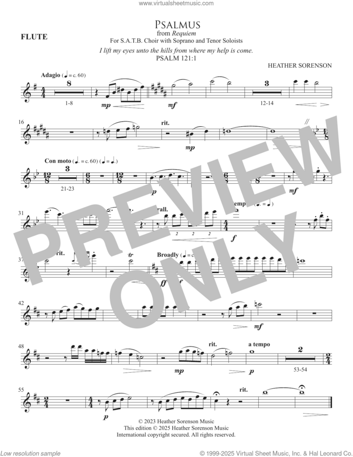 Psalmus (from Requiem) sheet music for orchestra/band (flute) by Heather Sorenson and Miscellaneous, intermediate skill level