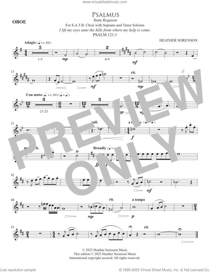 Psalmus (from Requiem) sheet music for orchestra/band (oboe) by Heather Sorenson and Miscellaneous, intermediate skill level