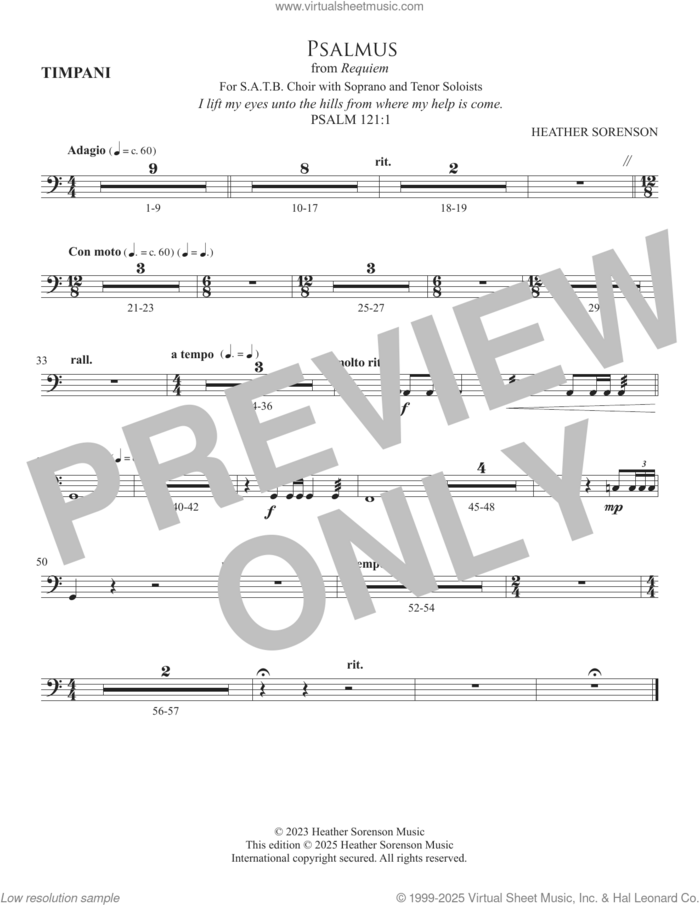 Psalmus (from Requiem) sheet music for orchestra/band (timpani) by Heather Sorenson and Miscellaneous, intermediate skill level