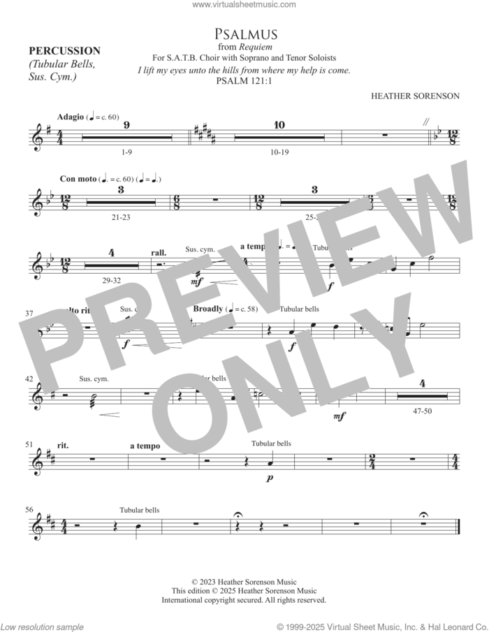 Psalmus (from Requiem) sheet music for orchestra/band (percussion) by Heather Sorenson and Miscellaneous, intermediate skill level