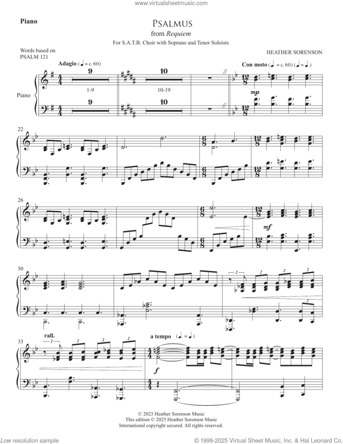 Psalmus (from Requiem) sheet music for orchestra/band (orchestral piano) by Heather Sorenson and Miscellaneous, intermediate skill level