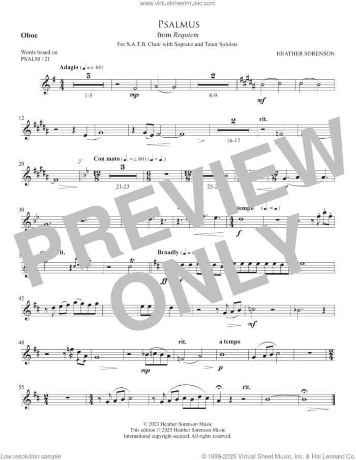 Psalmus (from Requiem) sheet music for orchestra/band (oboe) by Heather Sorenson and Miscellaneous, intermediate skill level