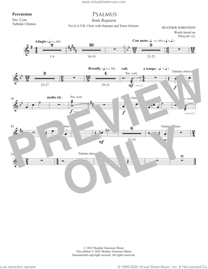 Psalmus (from Requiem) sheet music for orchestra/band (percussion) by Heather Sorenson and Miscellaneous, intermediate skill level