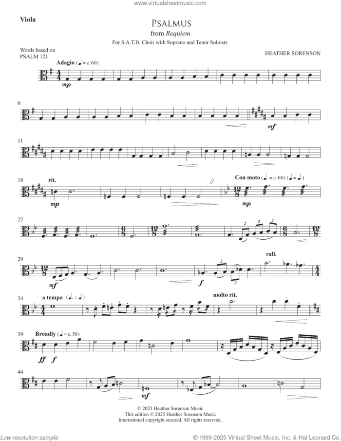 Psalmus (from Requiem) sheet music for orchestra/band (viola) by Heather Sorenson and Miscellaneous, intermediate skill level