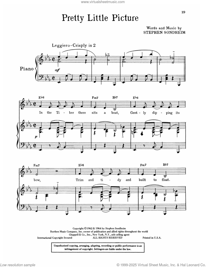 Pretty Little Picture (from A Funny Thing Happened On The Way To The Forum) sheet music for voice and piano by Stephen Sondheim, intermediate skill level