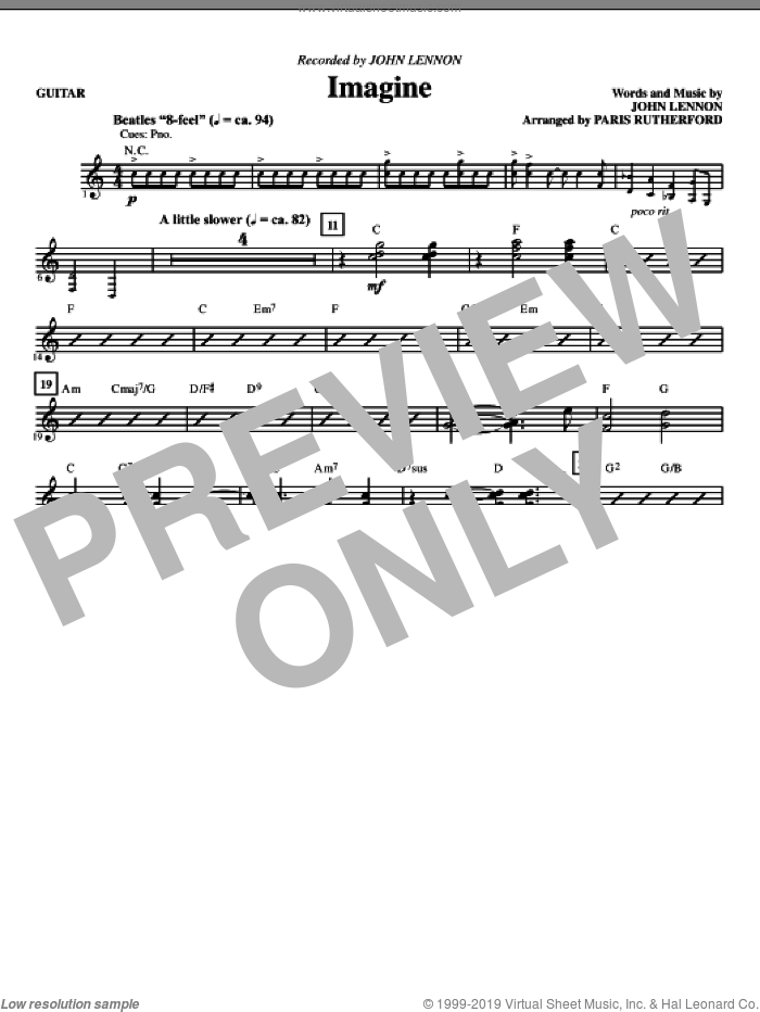 Imagine (complete set of parts) sheet music for orchestra/band (Rhythm) by John Lennon and Paris Rutherford, intermediate skill level