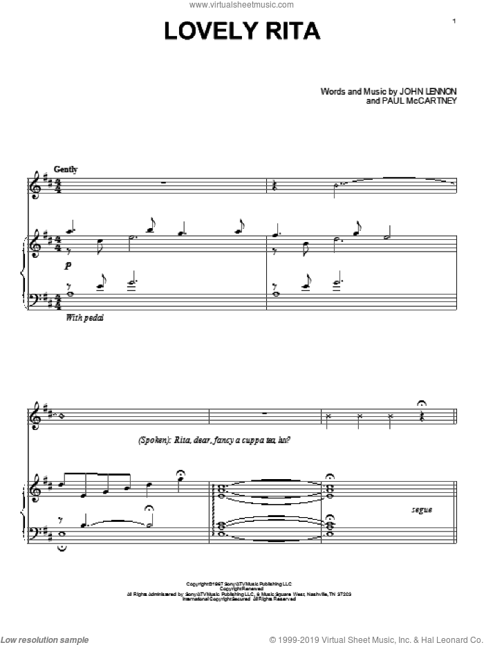 Lovely Rita sheet music for piano solo by David Lanz, The Beatles, John Lennon and Paul McCartney, intermediate skill level