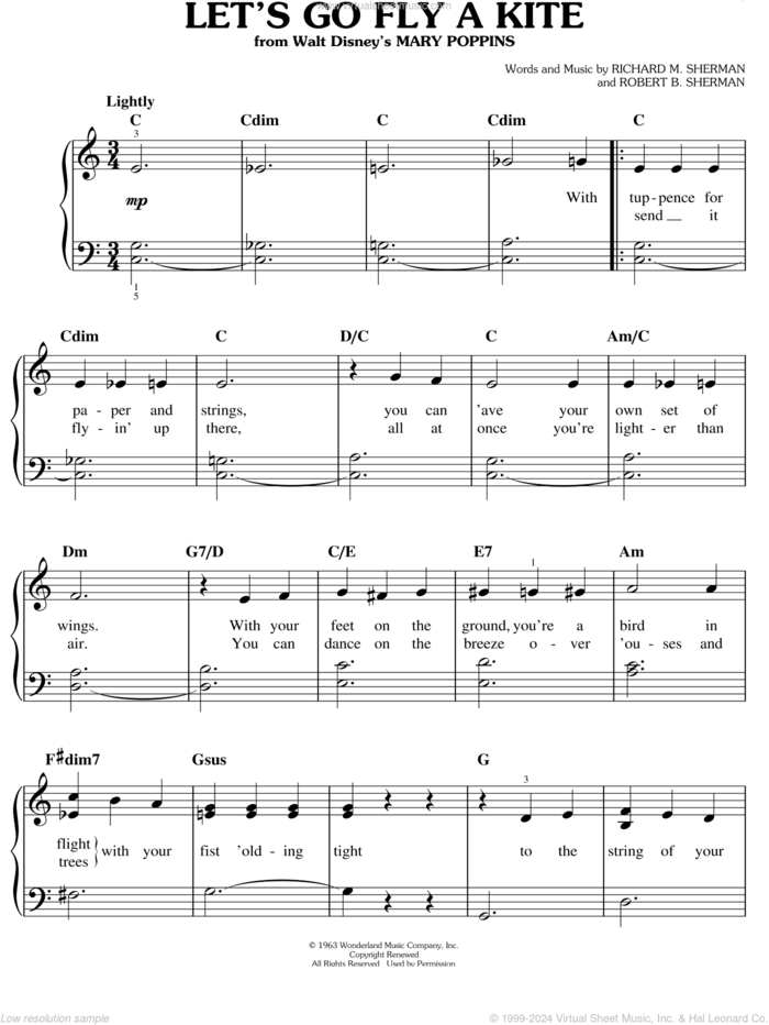 Brothers Let S Go Fly A Kite Sheet Music For Piano Solo Pdf