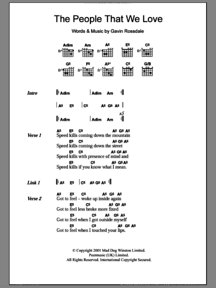 The People That We Love sheet music for guitar (chords) by Gavin Rossdale, intermediate skill level