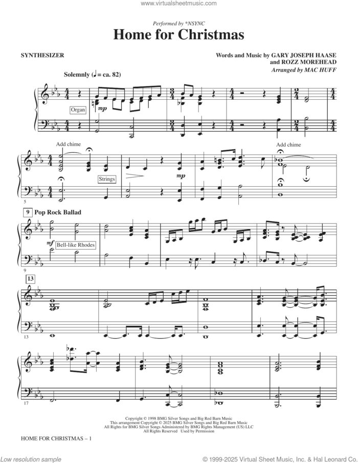 Home For Christmas (arr. Mac Huff) (complete set of parts) sheet music for orchestra/band (Rhythm) by 'N Sync, Gary Joseph Haase, Mac Huff and Rozz Moorehead, intermediate skill level