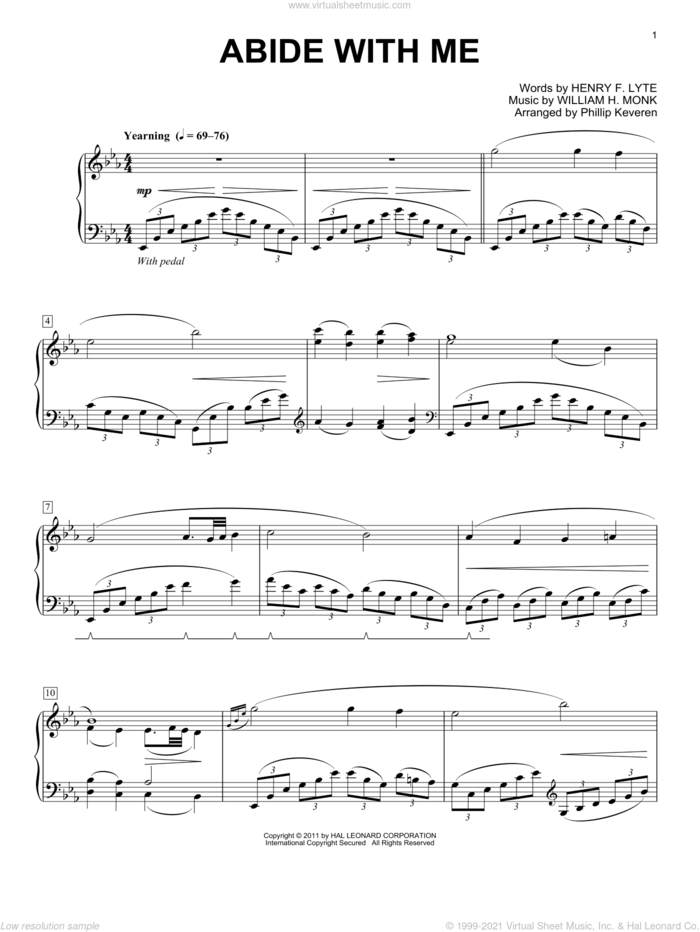 Abide With Me [Classical version] (arr. Phillip Keveren), (intermediate) sheet music for piano solo by Henry F. Lyte, Phillip Keveren and William Henry Monk, intermediate skill level