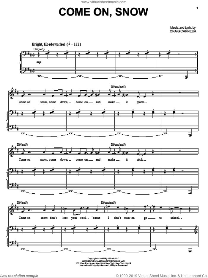 Come On, Snow sheet music for voice and piano by Craig Carnelia, intermediate skill level