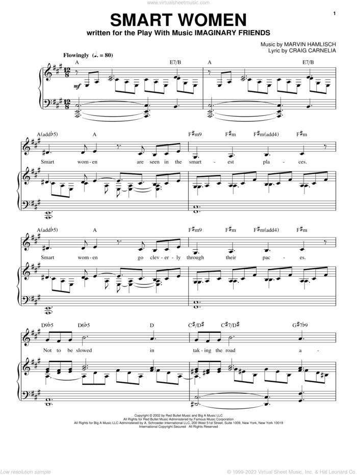 Smart Women sheet music for voice and piano by Craig Carnelia and Marvin Hamlisch, intermediate skill level