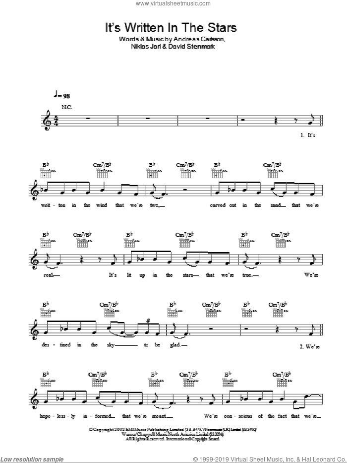 It's Written In The Stars sheet music for voice and other instruments (fake book) by Paul Weller and Simon Dine, intermediate skill level