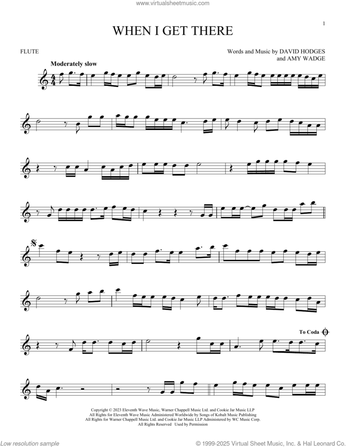 When I Get There sheet music for flute solo , Amy Wadge and David Hodges, intermediate skill level