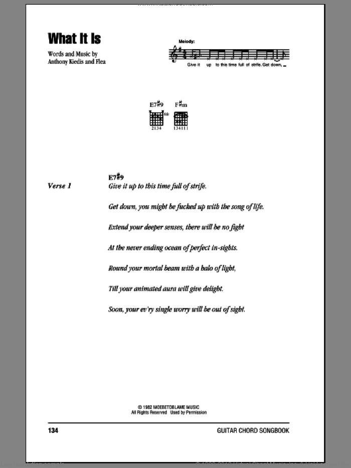 What It Is sheet music for guitar (chords) by Red Hot Chili Peppers, Anthony Kiedis and Flea, intermediate skill level