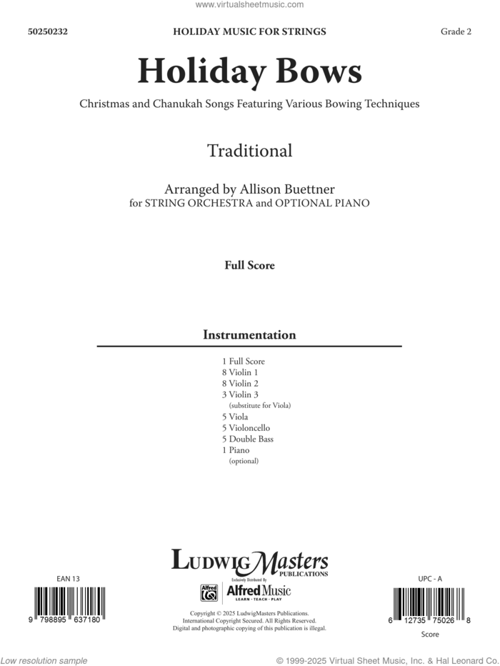 Holiday Bows (COMPLETE) sheet music for orchestra by Allison Buettner, intermediate skill level