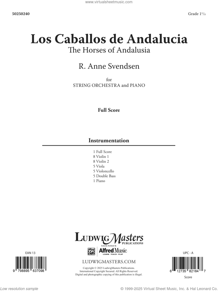 Los Caballos de Andalucia: The Horses of Andalusia (COMPLETE) sheet music for orchestra by R. Anne Svendsen, intermediate skill level