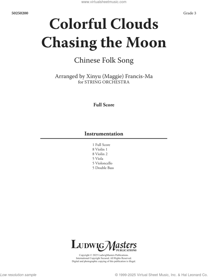 Colorful Clouds Chasing the Moon (COMPLETE) sheet music for orchestra by Xinyu (Maggie) Francis-Ma and Miscellaneous, intermediate skill level
