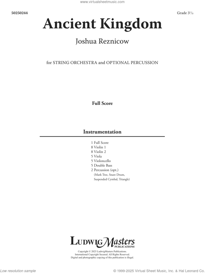 Ancient Kingdom (COMPLETE) sheet music for orchestra by Joshua Reznicow, intermediate skill level