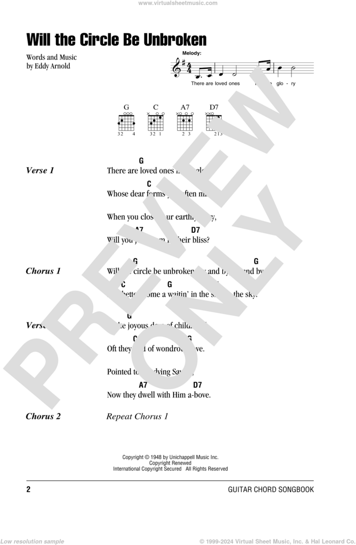 Will The Circle Be Unbroken sheet music for guitar (chords) by Johnny Cash and Eddy Arnold, intermediate skill level