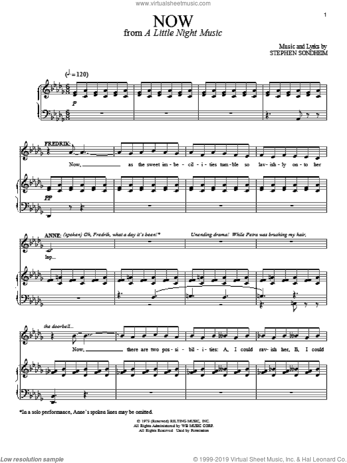 Now sheet music for voice and piano by Stephen Sondheim and A Little Night Music (Musical), intermediate skill level