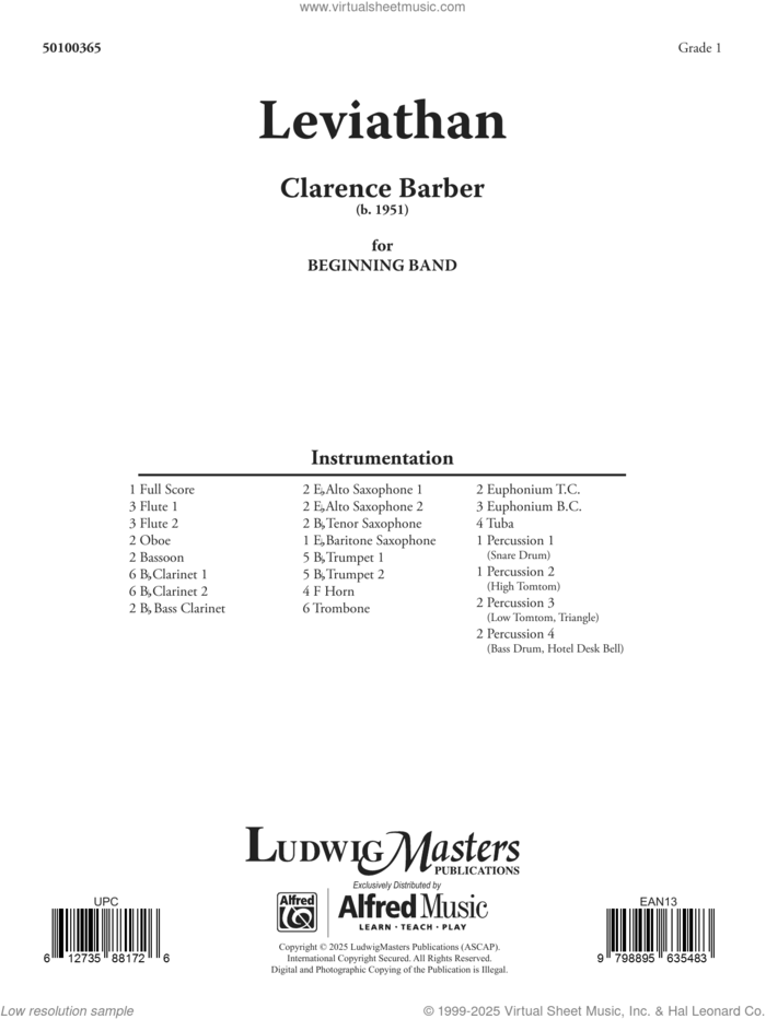 Leviathan (COMPLETE) sheet music for concert band by Clarence E. Barber, intermediate skill level