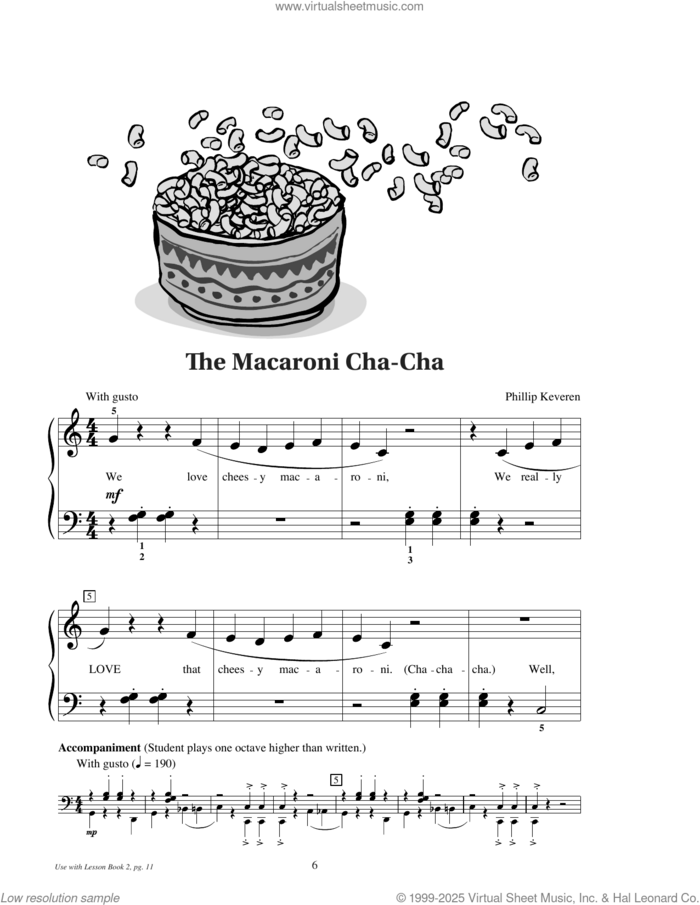 The Macaroni Cha-Cha sheet music for piano solo (elementary) by Phillip Keveren, beginner piano (elementary)