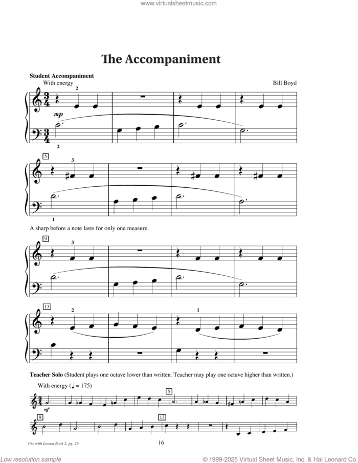 The Accompaniment sheet music for piano solo (elementary) by Bill Boyd, beginner piano (elementary)