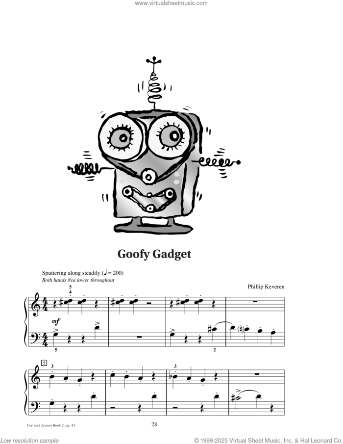 Goofy Gadget sheet music for piano solo (elementary) by Phillip Keveren, beginner piano (elementary)