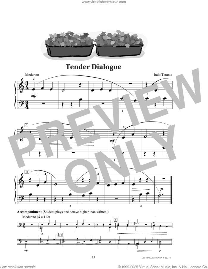 Tender Dialogue sheet music for piano solo (elementary) by Italo Taranta, beginner piano (elementary)