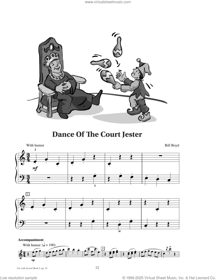 Dance Of The Court Jester sheet music for piano solo (elementary) by Bill Boyd, beginner piano (elementary)