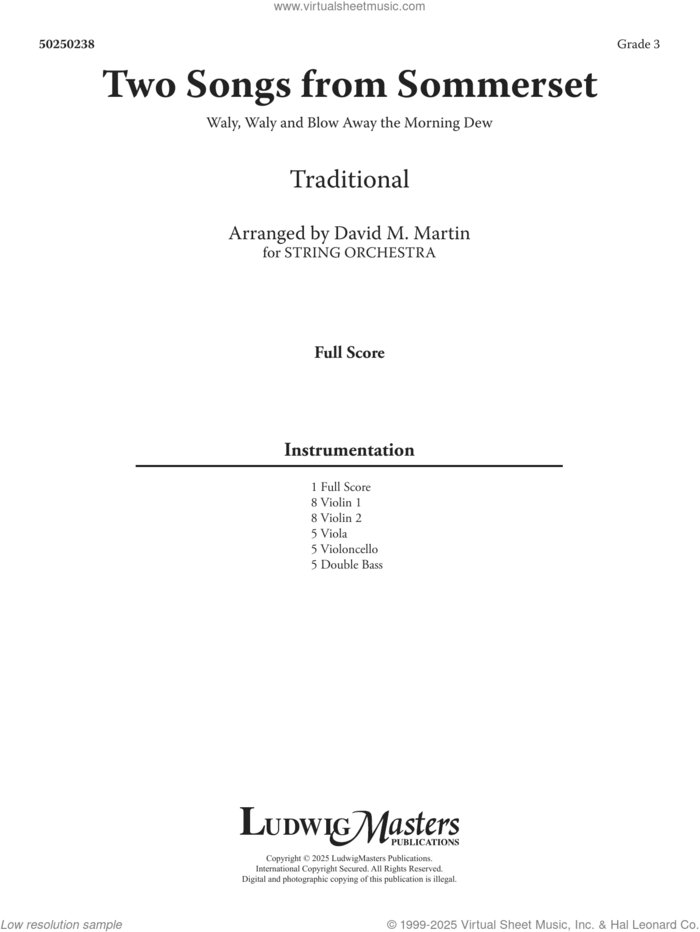 Two Songs from Sommerset (COMPLETE) sheet music for orchestra by David M. Martin, intermediate skill level