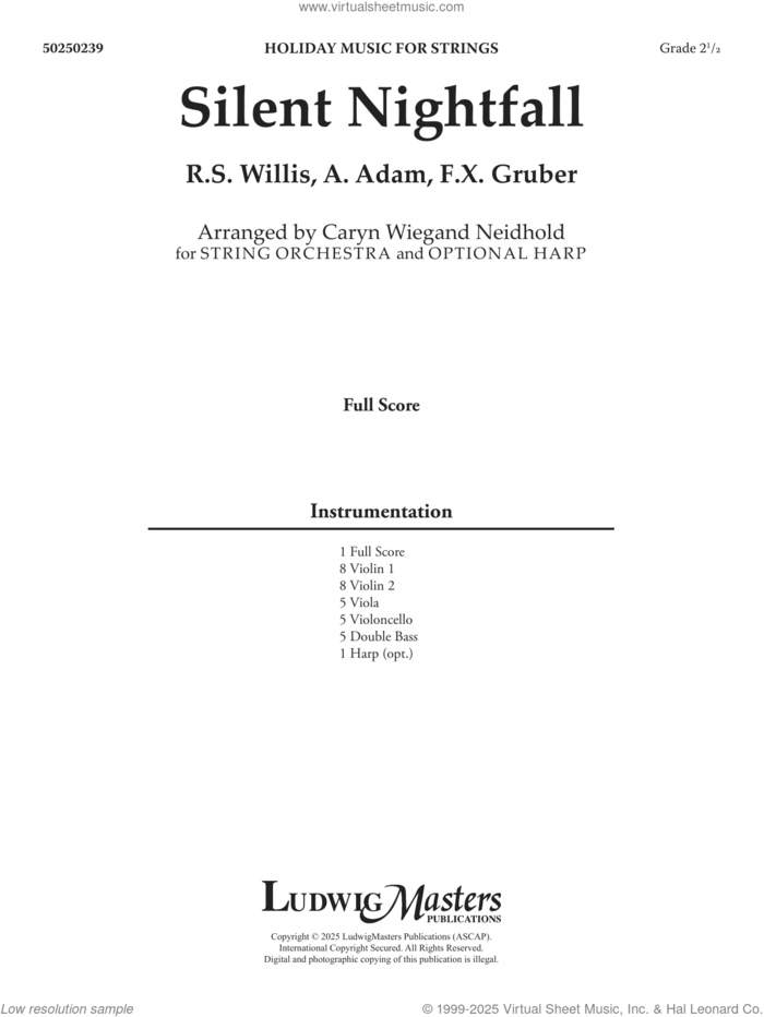 Silent Nightfall (COMPLETE) sheet music for orchestra by Caryn Wiegand Neidhold, intermediate skill level