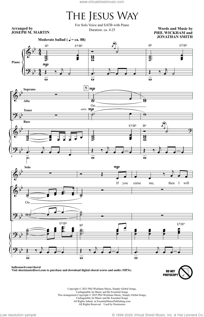 The Jesus Way (arr. Joseph M. Martin) sheet music for choir (SATB: soprano, alto, tenor, bass) by Phil Wickham, Joseph M. Martin, Jonathan Lindley Smith and Jonathan Smith, intermediate skill level