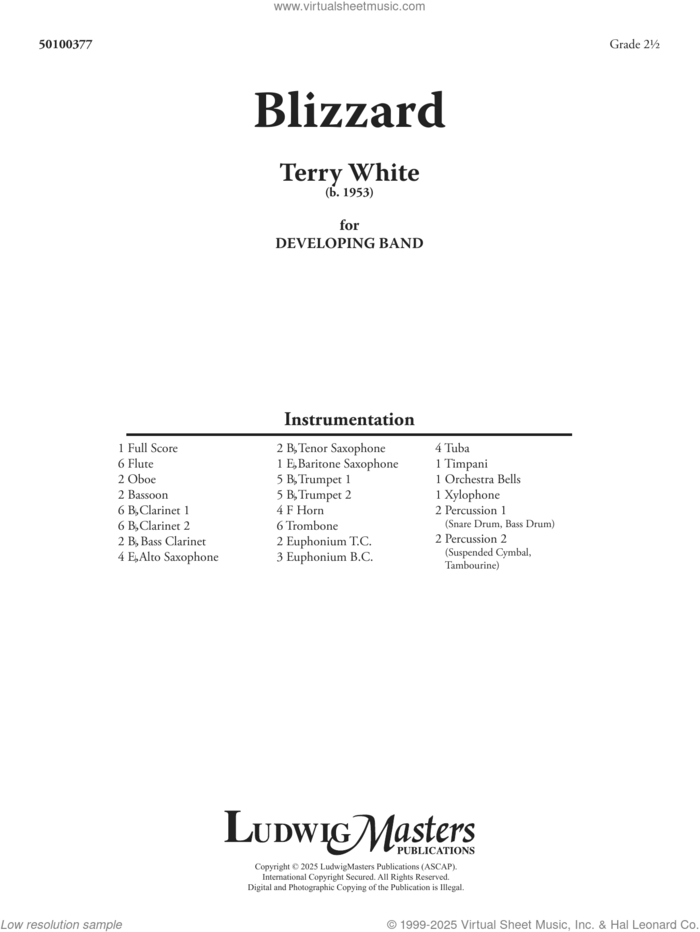 Blizzard (COMPLETE) sheet music for concert band by Terry White, intermediate orchestra