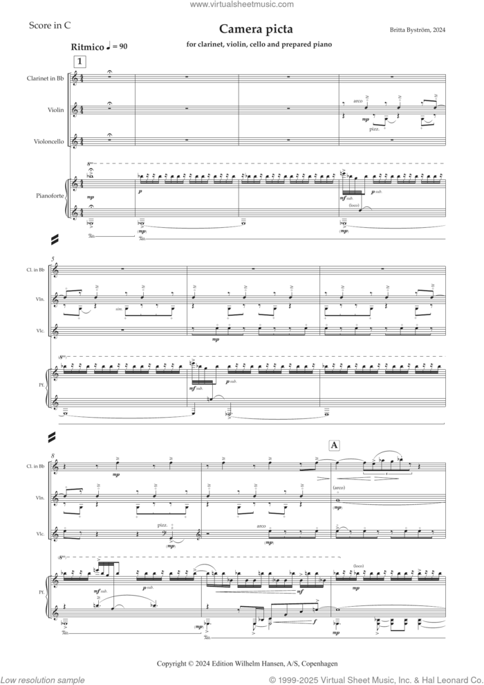 Camera Picta (COMPLETE) sheet music for chamber ensemble by Britta Buström, classical score, intermediate skill level