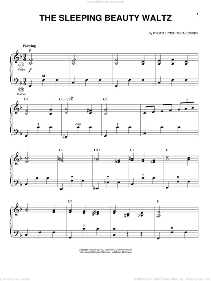 The Sleeping Beauty Waltz sheet music for accordion by Pyotr Ilyich Tchaikovsky and Gary Meisner, classical score, intermediate skill level