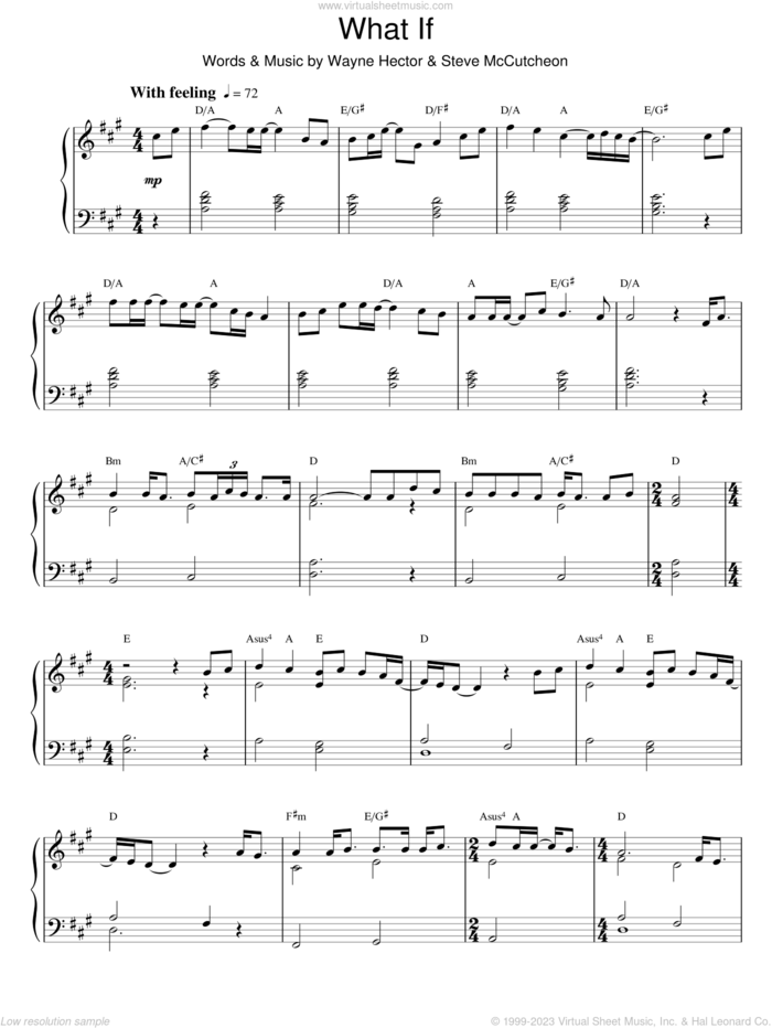 What If sheet music for piano solo by Kate Winslet, Steve McCutcheon and Wayne Hector, intermediate skill level