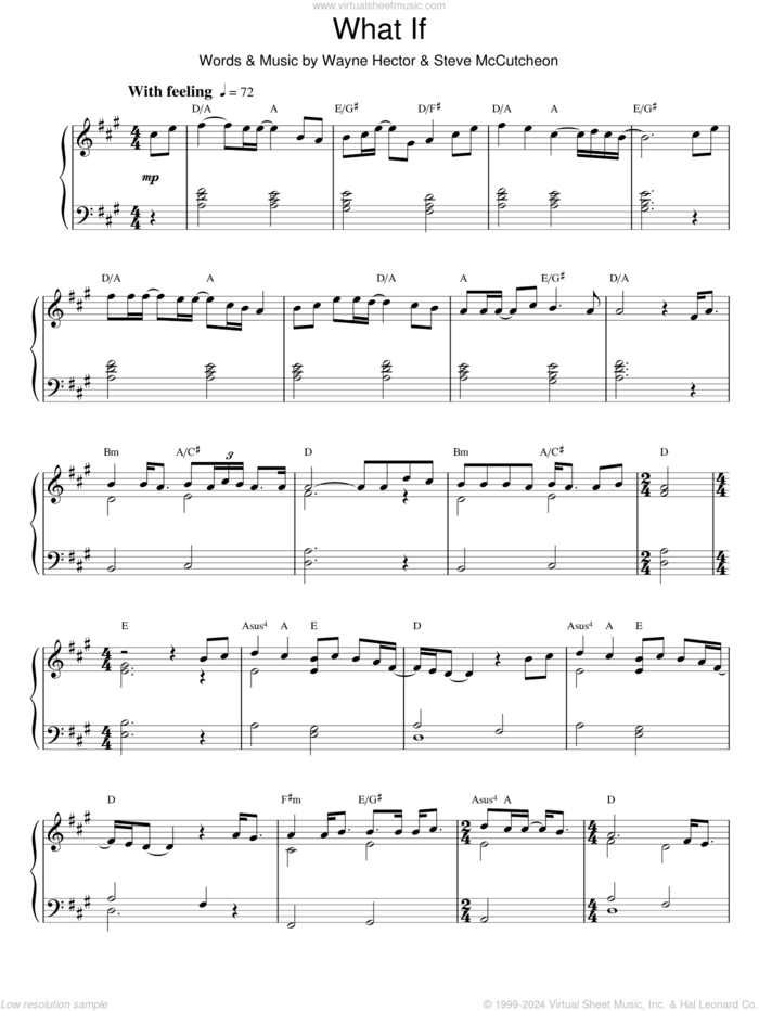 What If sheet music for piano solo by Kate Winslet, Steve McCutcheon and Wayne Hector, intermediate skill level