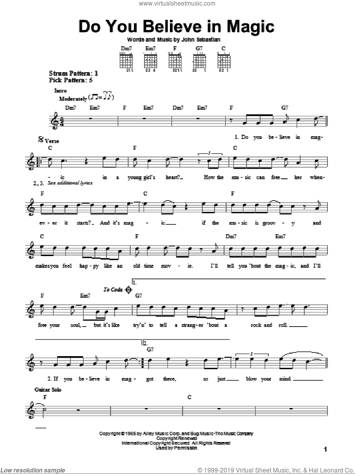 Do You Believe In Magic sheet music for guitar solo (chords) by The Lovin' Spoonful and John Sebastian, easy guitar (chords)