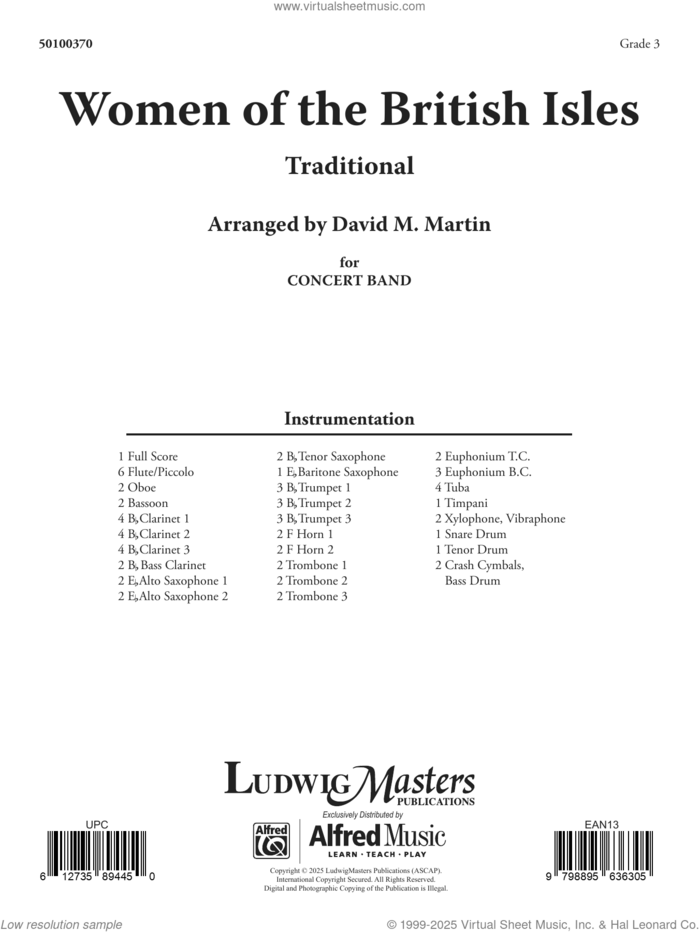 Women of the British Isles (COMPLETE) sheet music for concert band by David M. Martin and Miscellaneous, intermediate skill level