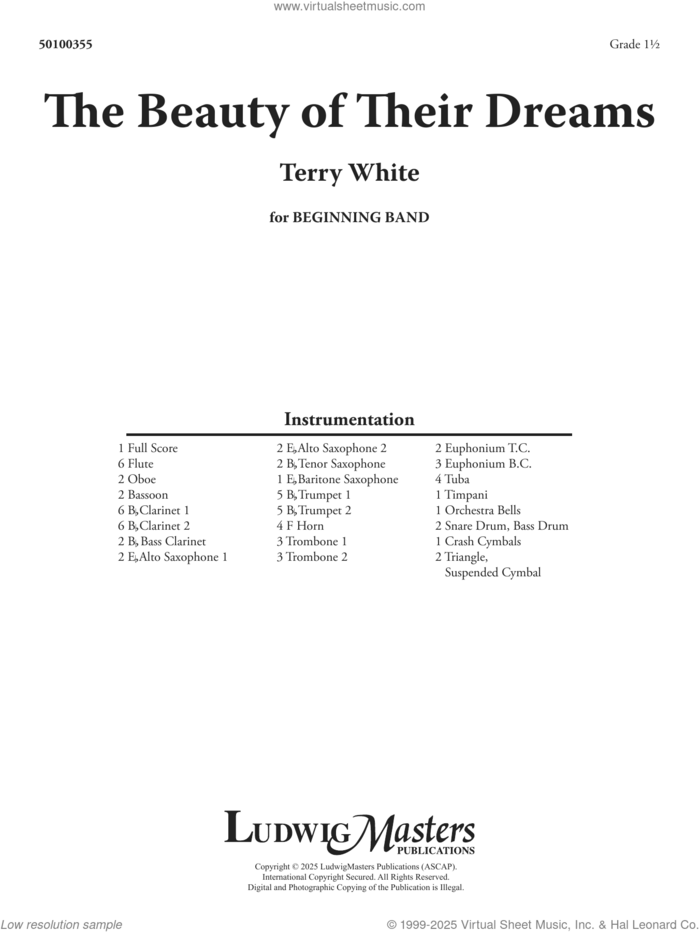 The Beauty of Their Dreams (COMPLETE) sheet music for concert band by Terry White, intermediate orchestra